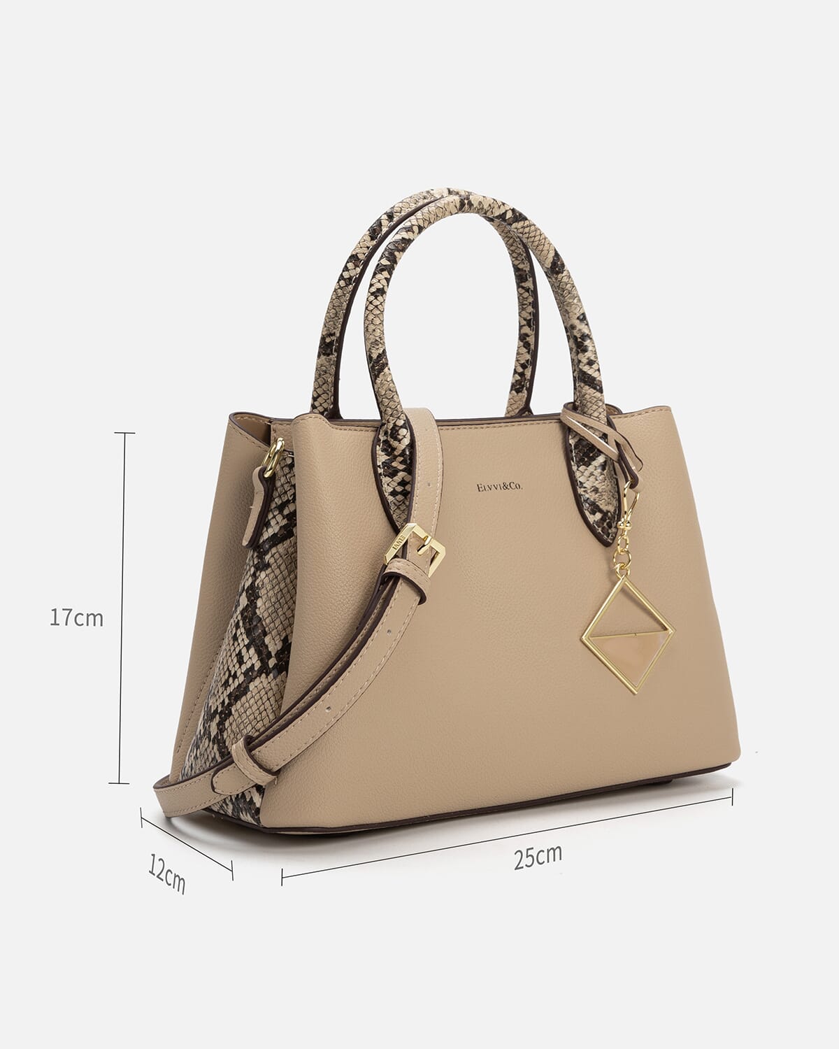 شنطة نسائية من الجلد بلون بيج